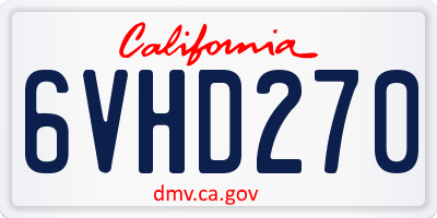 CA license plate 6VHD270