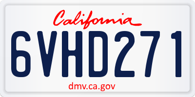 CA license plate 6VHD271
