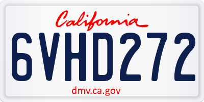 CA license plate 6VHD272