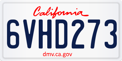 CA license plate 6VHD273
