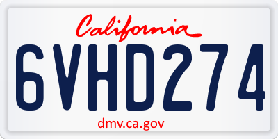 CA license plate 6VHD274