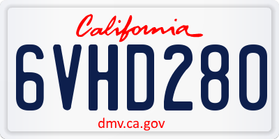 CA license plate 6VHD280