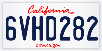 CA license plate 6VHD282