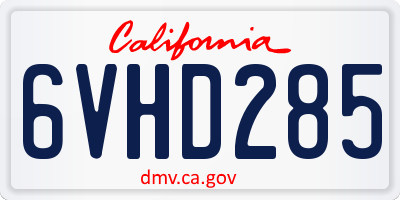 CA license plate 6VHD285