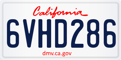 CA license plate 6VHD286