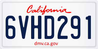 CA license plate 6VHD291