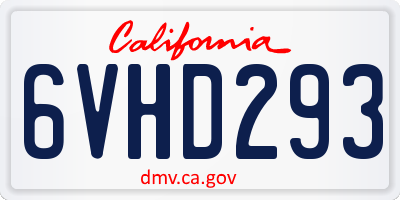 CA license plate 6VHD293