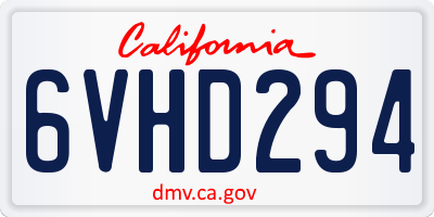 CA license plate 6VHD294