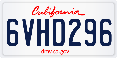 CA license plate 6VHD296