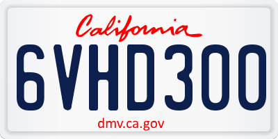 CA license plate 6VHD300