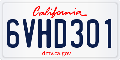 CA license plate 6VHD301