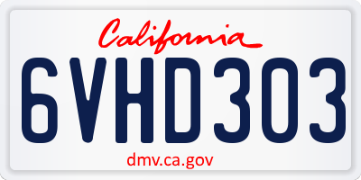 CA license plate 6VHD303