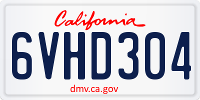 CA license plate 6VHD304