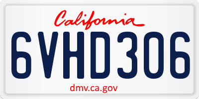 CA license plate 6VHD306
