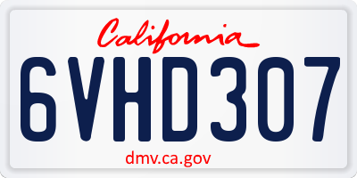 CA license plate 6VHD307