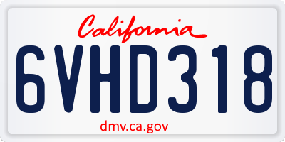 CA license plate 6VHD318