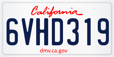 CA license plate 6VHD319
