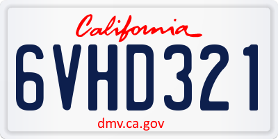 CA license plate 6VHD321