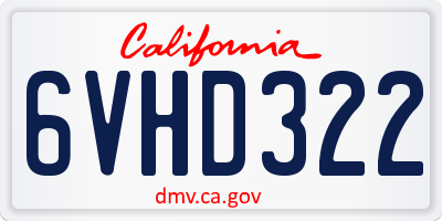 CA license plate 6VHD322