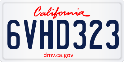 CA license plate 6VHD323