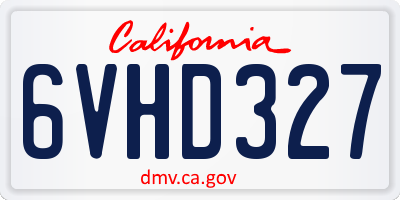 CA license plate 6VHD327