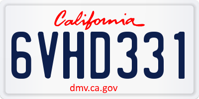 CA license plate 6VHD331