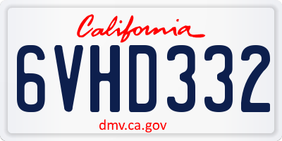 CA license plate 6VHD332