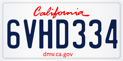 CA license plate 6VHD334