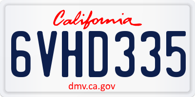 CA license plate 6VHD335