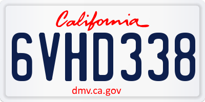 CA license plate 6VHD338