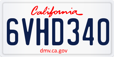 CA license plate 6VHD340