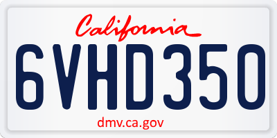 CA license plate 6VHD350