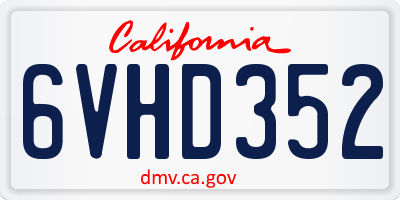 CA license plate 6VHD352