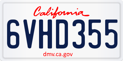 CA license plate 6VHD355