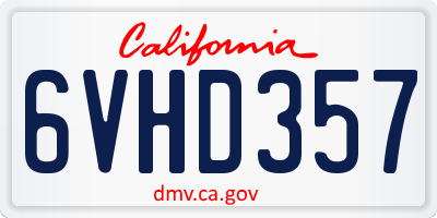 CA license plate 6VHD357