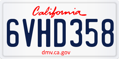 CA license plate 6VHD358