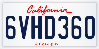 CA license plate 6VHD360