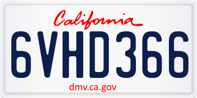 CA license plate 6VHD366