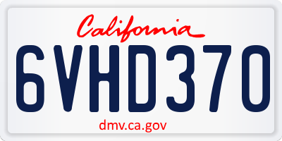 CA license plate 6VHD370