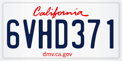 CA license plate 6VHD371