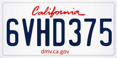 CA license plate 6VHD375