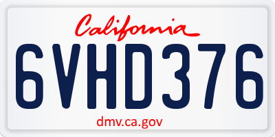 CA license plate 6VHD376