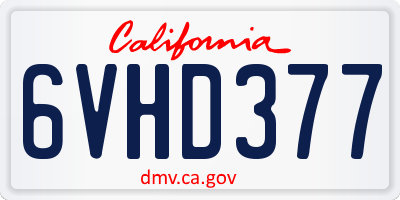 CA license plate 6VHD377