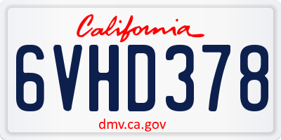CA license plate 6VHD378