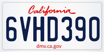 CA license plate 6VHD390
