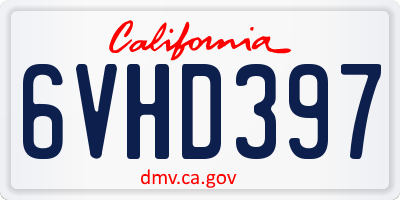 CA license plate 6VHD397