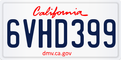 CA license plate 6VHD399