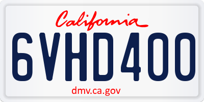 CA license plate 6VHD400