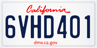 CA license plate 6VHD401