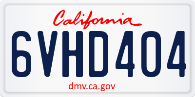 CA license plate 6VHD404